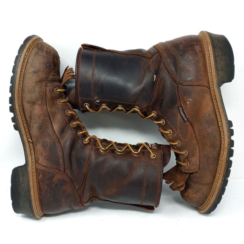 Carolina Brown Leather Work Boots Mens 12D Safety Toe EH Waterproof - Picture 10 of 12